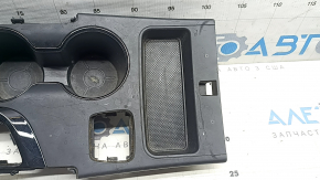 Center console trim with cup holder Hyundai Sonata 11-15 black, with cigarette lighters, without USB, scratches