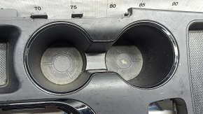 Center console trim with cup holder Hyundai Sonata 11-15 black, with cigarette lighters, without USB, scratches