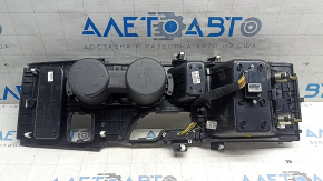 Center console trim with cup holder Hyundai Sonata 11-15 black, with cigarette lighters, without USB, scratches