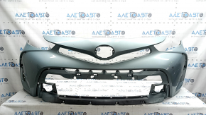 Front bumper bare Toyota Prius V 15-17 rest, green, scratches, in glue, cracked, chips