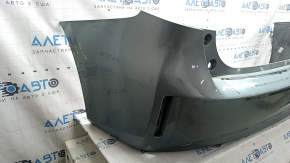 Bare rear bumper Toyota Prius V 15-17 under the lip, green, scratches, chips, cracked fasteners, cracks, tear