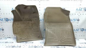 Set of floor mats, rubber, Toyota Prius V 12-17, beige, HUSKYLINERS, worn