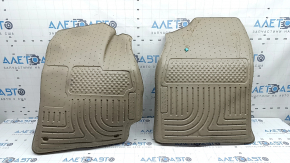 Set of floor mats, rubber, Toyota Prius V 12-17, beige, HUSKYLINERS, worn