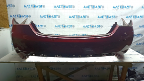 Rear bare bumper Hyundai Sonata 11-15 hybrid, red RER, punctured, dented, scratches, tear