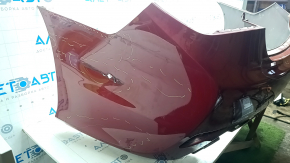 Rear bare bumper Hyundai Sonata 11-15 hybrid, red RER, punctured, dented, scratches, tear