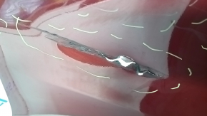 Rear bare bumper Hyundai Sonata 11-15 hybrid, red RER, punctured, dented, scratches, tear