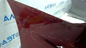 Rear bare bumper Hyundai Sonata 11-15 hybrid, red RER, punctured, dented, scratches, tear