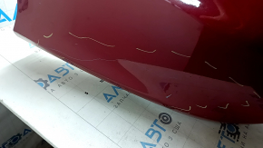 Rear bare bumper Hyundai Sonata 11-15 hybrid, red RER, punctured, dented, scratches, tear