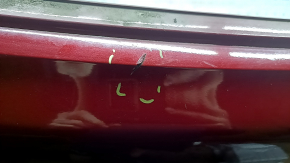 Rear bare bumper Hyundai Sonata 11-15 hybrid, red RER, punctured, dented, scratches, tear