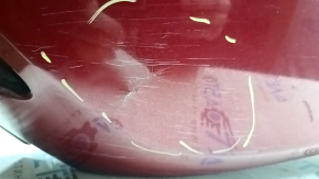 Rear bare bumper Hyundai Sonata 11-15 hybrid, red RER, punctured, dented, scratches, tear
