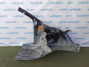 Front left quarter Hyundai Tucson 22-26 1.6T HEV Korea, sawn off, blue, dented threshold