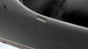 Front left door panel for Nissan Murano z52 20-21, black with black leather insert, black leather armrest, glossy gray molding, scratches, dents, tears, dry cleaning required
