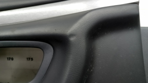 Front left door panel for Nissan Murano z52 20-21, black with black leather insert, black leather armrest, glossy gray molding, scratches, dents, tears, dry cleaning required