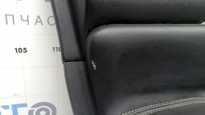 Front left door panel for Nissan Murano z52 20-21, black with black leather insert, black leather armrest, glossy gray molding, scratches, dents, tears, dry cleaning required