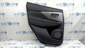 Door trim, rear left card, Nissan Murano z52 20-24, black with black leather insert, black leather armrest, glossy gray molding, with button, scratches, dry-cleanable