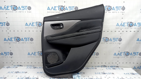 Door trim, rear right card, Nissan Murano z52 20-24, black with black leather insert, black leather armrest, glossy gray molding, with handle, with button, scratches, needs cleaning