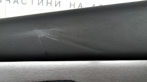 Door trim, rear right card, Nissan Murano z52 20-24, black with black leather insert, black leather armrest, glossy gray molding, with handle, with button, scratches, needs cleaning