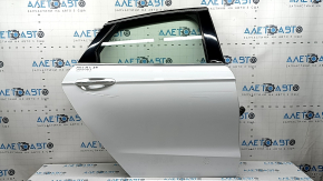 Rear right door assembly Ford Fusion mk5 17-20 white YZ, two chrome, handle with chrome, bumps, scratches on the linings