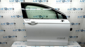 Front right door assembly Ford Fusion mk5 13-20 hybrid, white YZ, two chrome moldings, keyless handle with chrome, bump, dent, scratches on the trim