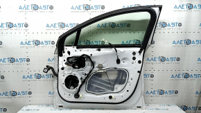 Front right door assembly Ford Fusion mk5 13-20 hybrid, white YZ, two chrome moldings, keyless handle with chrome, bump, dent, scratches on the trim