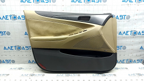 Door trim card front left Hyundai Sonata 11-15 beige leather, scratches