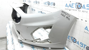 Front bare bumper Ford Fusion mk5 19-20 without parking sensors and towing hook, white, scratches, dents, non-standard holes
