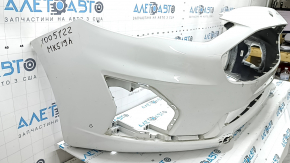 Front bare bumper Ford Fusion mk5 19-20 without parking sensors and towing hook, white, scratches, dents, non-standard holes