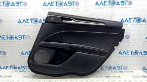 Door trim, rear right card, Ford Fusion mk5 17-20, black with gray insert, leather, leather armrest, gray molding, titanium, with handle, scratches