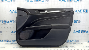 Door trim, front right card, Ford Fusion mk5 17-20, black with black leather insert, gray molding, leather armrest, titanium, with handle and lock button, scratches