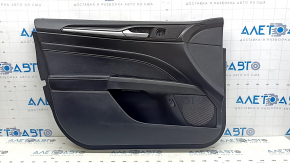 Door trim, front left card, Ford Fusion mk5 17-20, black with black leather insert, gray molding, leather armrest, titanium, with handle, scratches