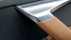 Door trim, rear right card, Audi A6 C8 19-25, black leather, black leather insert, light brown leather armrest, under the curtain, chrome molding with backlight, scratches