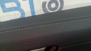 Door trim, front right card, Audi A6 C8 19-24, black leather, black leather insert, light brown leather armrest, chrome molding with backlight, bumpers