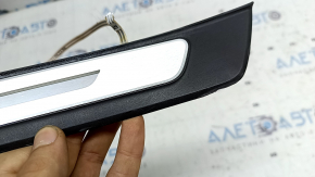 External rear left door sill plate for Audi A6 C8 19-25, black with chrome insert and lighting, scratches, nicks