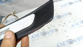External rear left door sill plate for Audi A6 C8 19-25, black with chrome insert and lighting, scratches, nicks