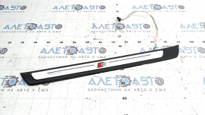 Outer front left door sill plate for Audi A6 C8 19-25, black with chrome insert and lighting, S-Line, scratches, nicks on chrome