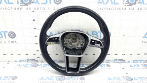 Bare steering wheel Audi A6 C8 19-25, black leather with gray stitching, without heating, Sport, without buttons, worn, scratches