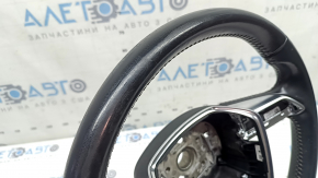 Bare steering wheel Audi A6 C8 19-25, black leather with gray stitching, without heating, Sport, without buttons, worn, scratches