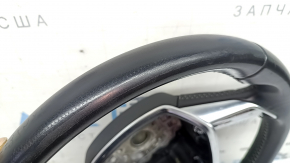 Bare steering wheel Audi A6 C8 19-25, black leather with gray stitching, without heating, Sport, without buttons, worn, scratches