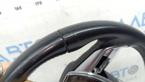 Bare steering wheel Audi A6 C8 19-25, black leather with gray stitching, without heating, Sport, without buttons, worn, scratches
