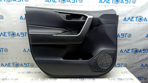 Door trim card front left Toyota Rav4 19-24 black, armrest leather black, insert plastic black, chrome molding, scratches