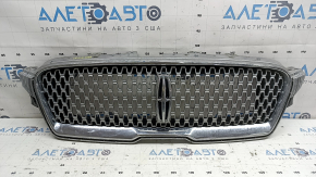 Radiator grill Lincoln MKZ 17-20 chrome, with emblem, chips