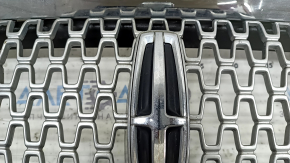 Radiator grill Lincoln MKZ 17-20 chrome, with emblem, chips