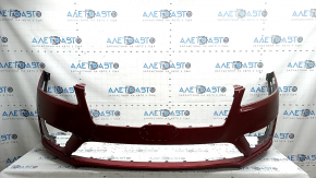 Bare front bumper Lincoln MKZ 17-20 without parking sensors, without towing hook, red, worn, scratches, chips, non-factory holes, pressed, cracked mount, tears