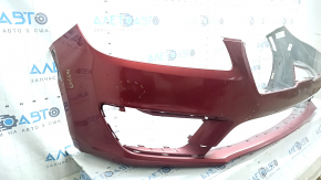 Bare front bumper Lincoln MKZ 17-20 without parking sensors, without towing hook, red, worn, scratches, chips, non-factory holes, pressed, cracked mount, tears
