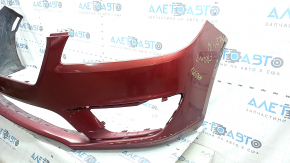 Bare front bumper Lincoln MKZ 17-20 without parking sensors, without towing hook, red, worn, scratches, chips, non-factory holes, pressed, cracked mount, tears