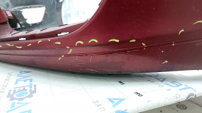 Bare front bumper Lincoln MKZ 17-20 without parking sensors, without towing hook, red, worn, scratches, chips, non-factory holes, pressed, cracked mount, tears