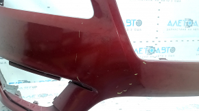 Bare front bumper Lincoln MKZ 17-20 without parking sensors, without towing hook, red, worn, scratches, chips, non-factory holes, pressed, cracked mount, tears