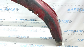 Bare front bumper Lincoln MKZ 17-20 without parking sensors, without towing hook, red, worn, scratches, chips, non-factory holes, pressed, cracked mount, tears