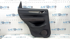 Door trim card rear left Mazda CX-5 17-23 black, armrest leather brown, trim with chrome molding under the tree, BOSE, dented, scratches