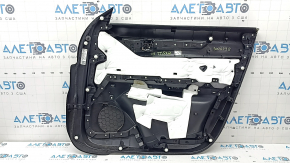 Front left door panel for Mazda CX-5 17-23, black, brown leather armrest, trim with chrome molding under wood, BOSE, worn, needs cleaning
